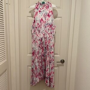 Halogen Vibrant Pink and White Patterned Midi Dress